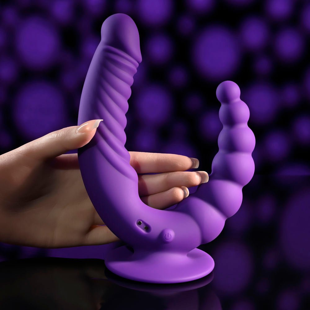 Evolved THE RIDER - Purple USB Rechargeable Double Ended Vibrator with Wireless Remote - Mr and Mrs D's