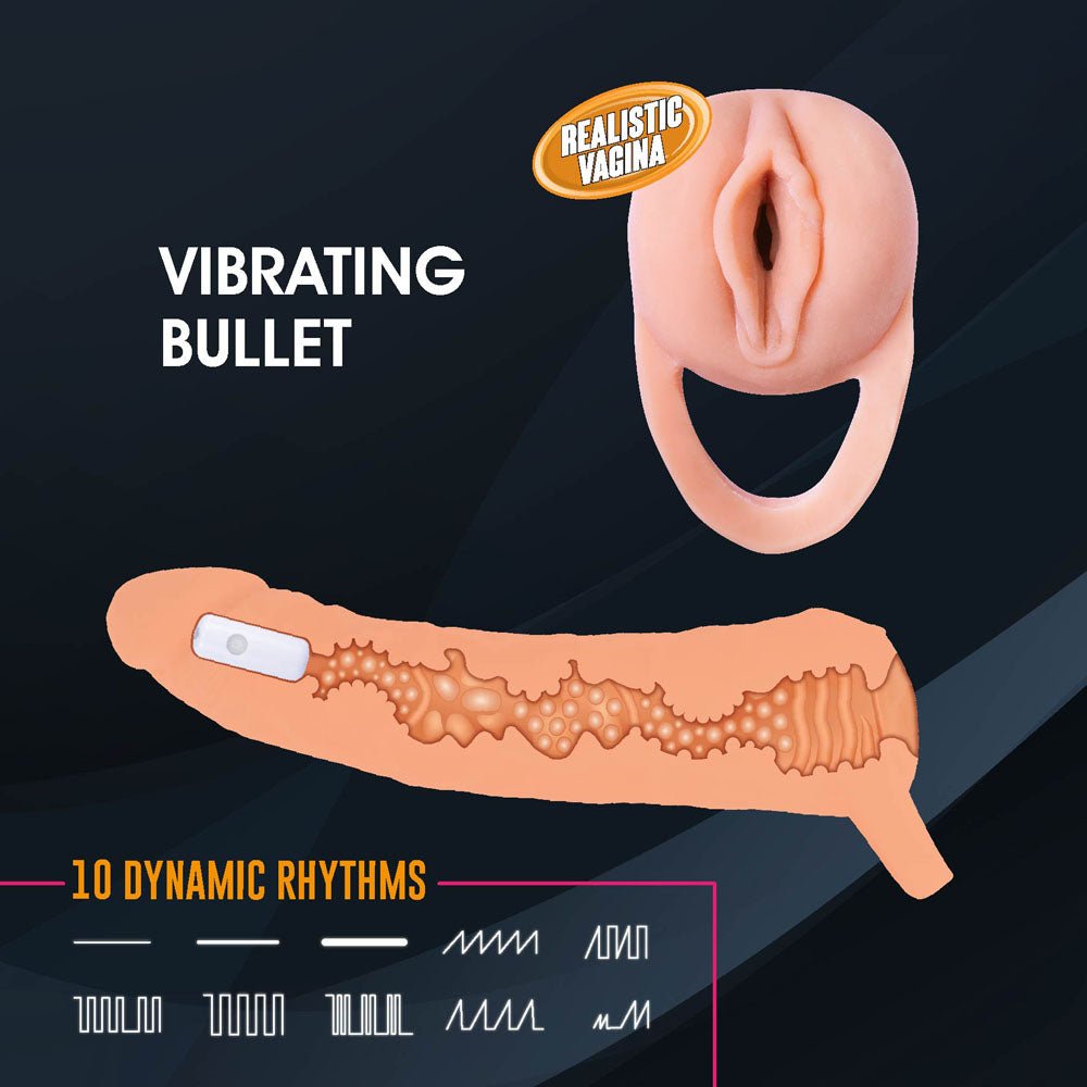 Extendor+ - Flesh 2 Inch Vibrating Penis Extender and Stroker - MASTURBATORS - Mr and Mrs D's