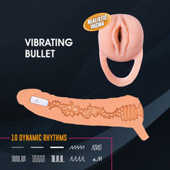 Extendor+ - Flesh 2 Inch Vibrating Penis Extender and Stroker - MASTURBATORS - Mr and Mrs D's