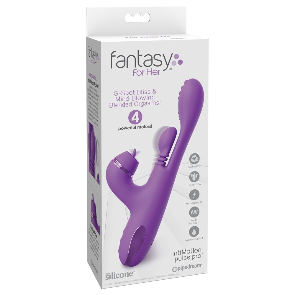 Fantasy For Her IntiMotion Pulse Pro Swirling & Flicking Rabbit Vibrator - Purple 24 cm USB Rechargeable - Mr and Mrs D's