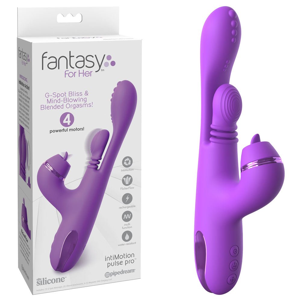 Fantasy For Her IntiMotion Pulse Pro Swirling & Flicking Rabbit Vibrator - Purple 24 cm USB Rechargeable - Mr and Mrs D's