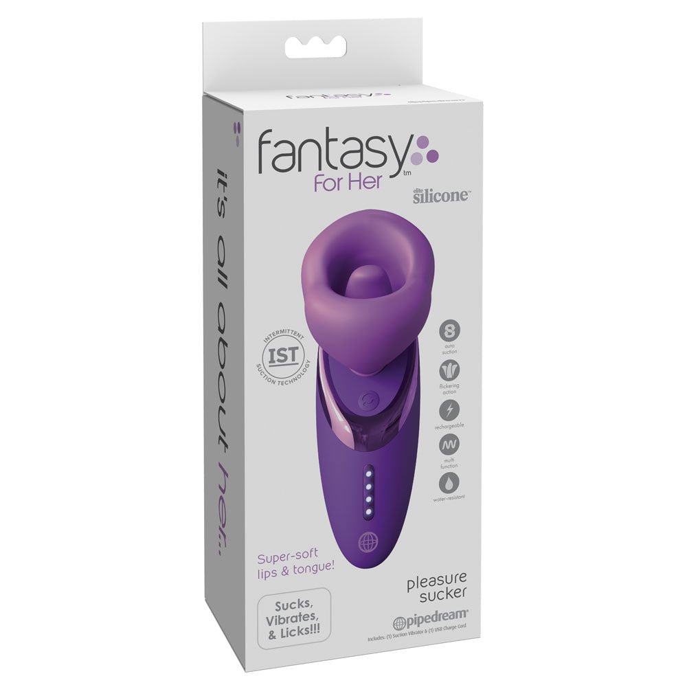Fantasy For Her Pleasure Sucker - Purple USB Rechargeable Sucking, Licking & Vibrating Stimulator - Mr and Mrs D's