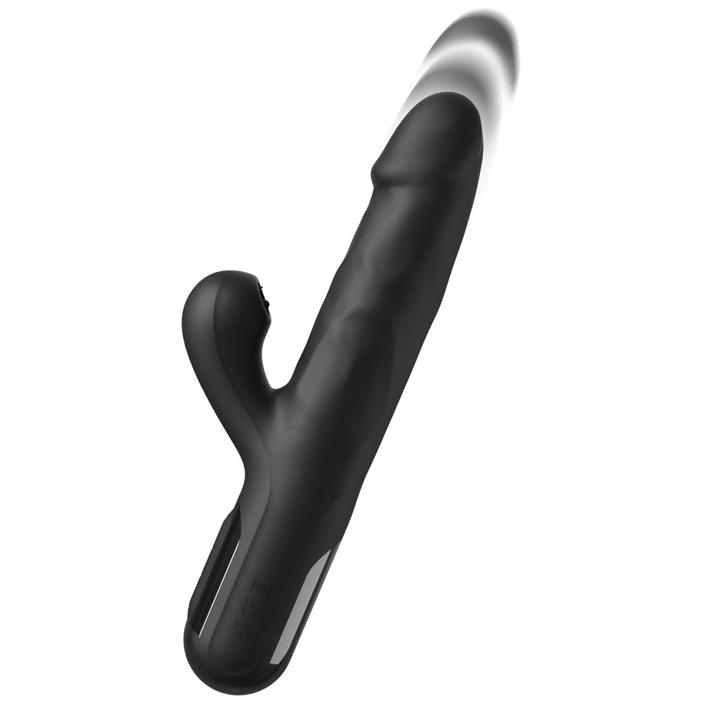 FFS Sonix Silicone Thrusting Vibrator with Flicking Clit Stim - Black 22 cm USB Rechargeable - Mr and Mrs D's