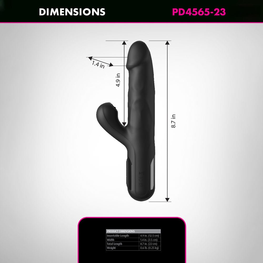 FFS Sonix Silicone Thrusting Vibrator with Flicking Clit Stim - Black 22 cm USB Rechargeable - Mr and Mrs D's