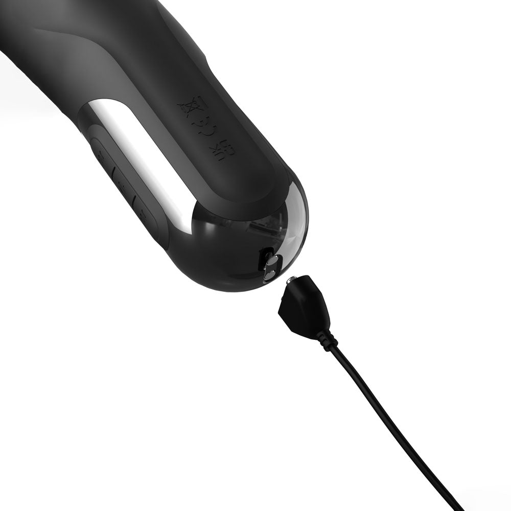 FFS Sonix Silicone Thrusting Vibrator with Flicking Clit Stim - Black 22 cm USB Rechargeable - Mr and Mrs D's