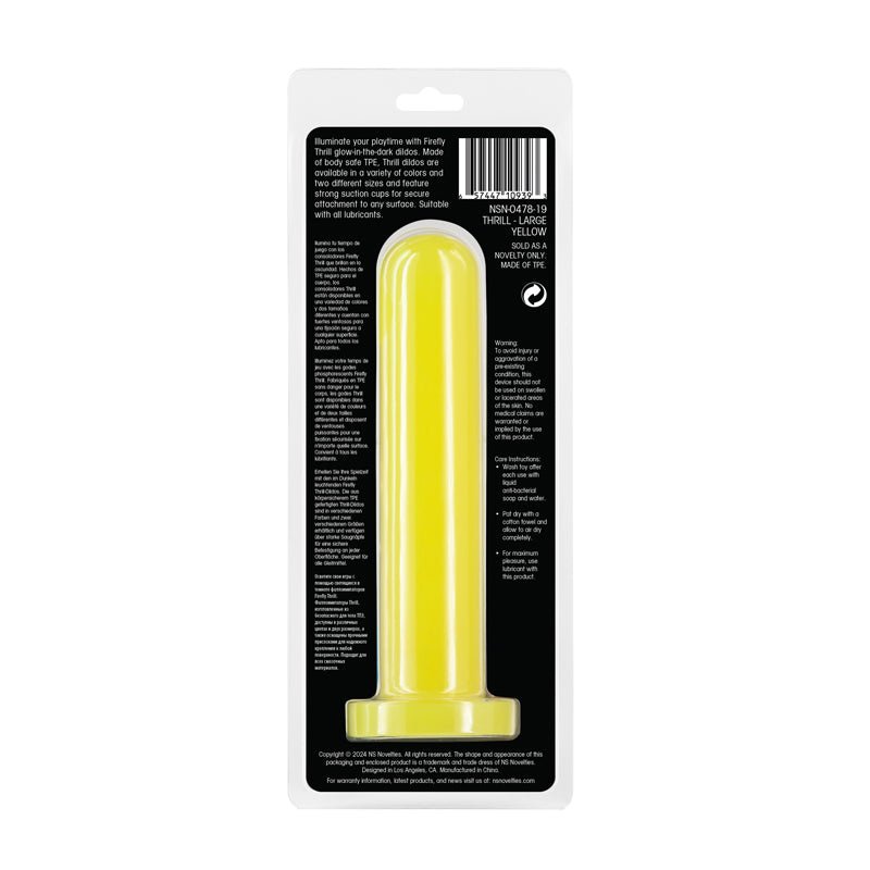 Firefly - Thrill - Yellow - Large - Glow in Dark Yellow 19.3 cm Large Dildo - DONGS - Mr and Mrs D's
