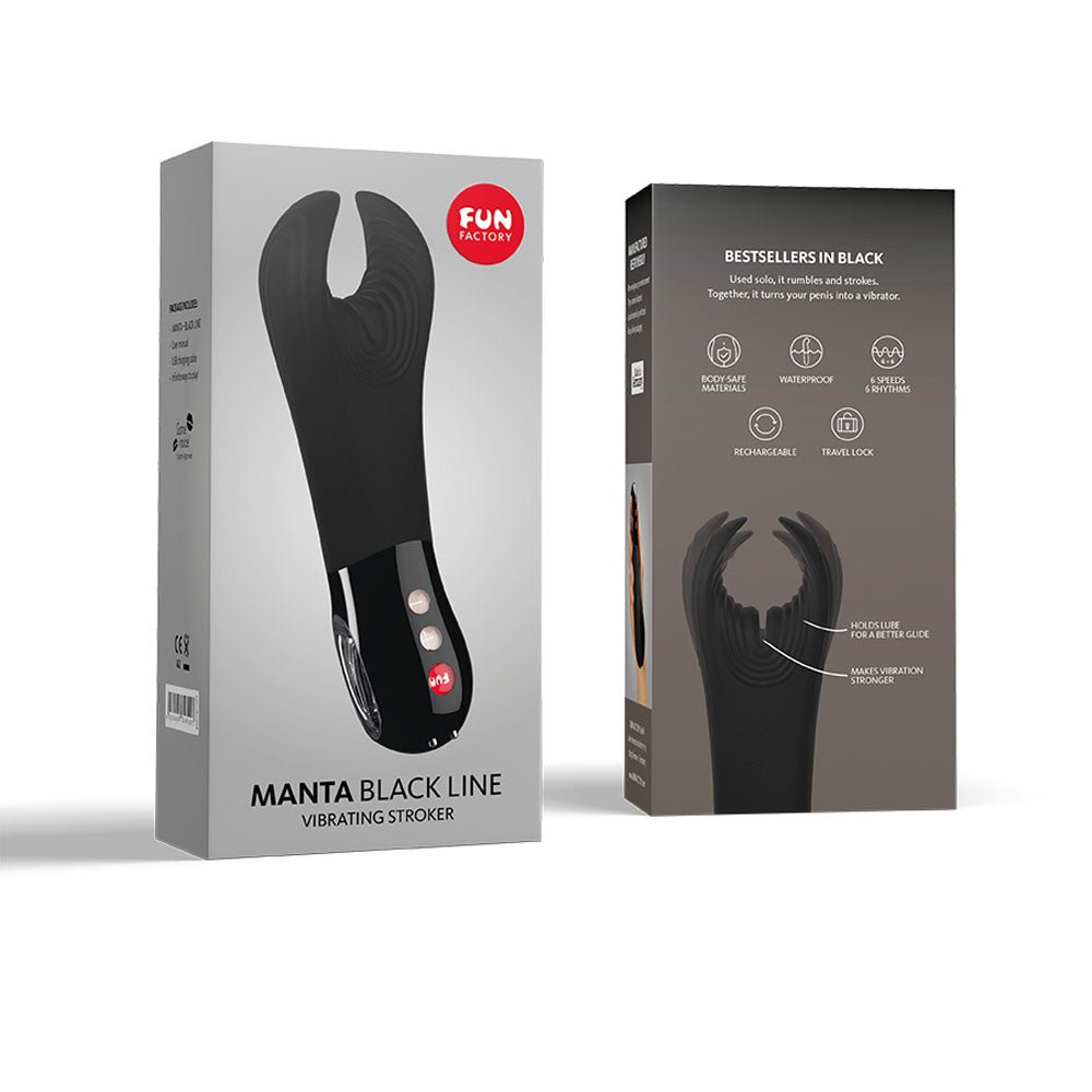 Fun Factory MANTA black - Black 18 cm USB Rechargeable Mens & Couples Vibrator - VIBRATORS - PREMIUM - Mr and Mrs D's