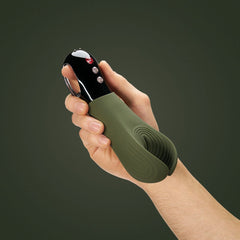 Fun Factory MANTA moss green - black - Moss Green 18 cm USB Rechargeable Mens & Couples Vibrator - Mr and Mrs D's
