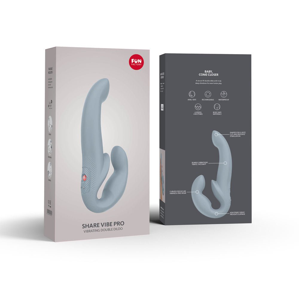 Fun Factory SHARE VIBE PRO cool grey - Grey USB Rechargeable Strapless Strap - On - Mr and Mrs D's