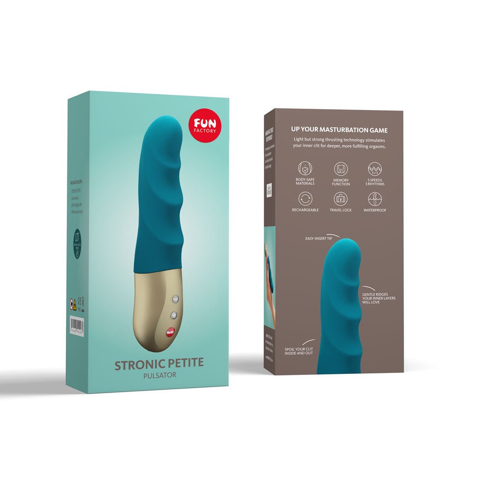 Fun Factory STRONIC PETITE deep sea blue - Deep Sea Blue 17 cm USB Rechargeable Thrusting Vibrator - Mr and Mrs D's