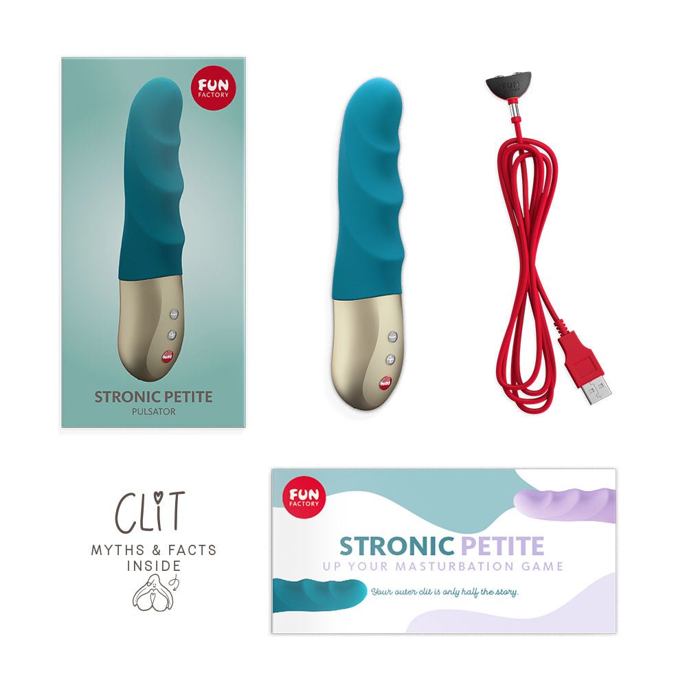 Fun Factory STRONIC PETITE deep sea blue - Deep Sea Blue 17 cm USB Rechargeable Thrusting Vibrator - Mr and Mrs D's