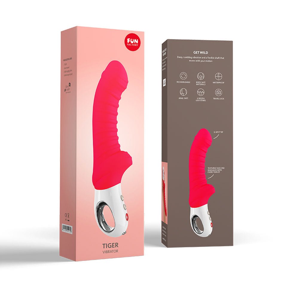 Fun Factory TIGER india red - Red 22.3 USB Rechargeable Vibrator - Mr and Mrs D's