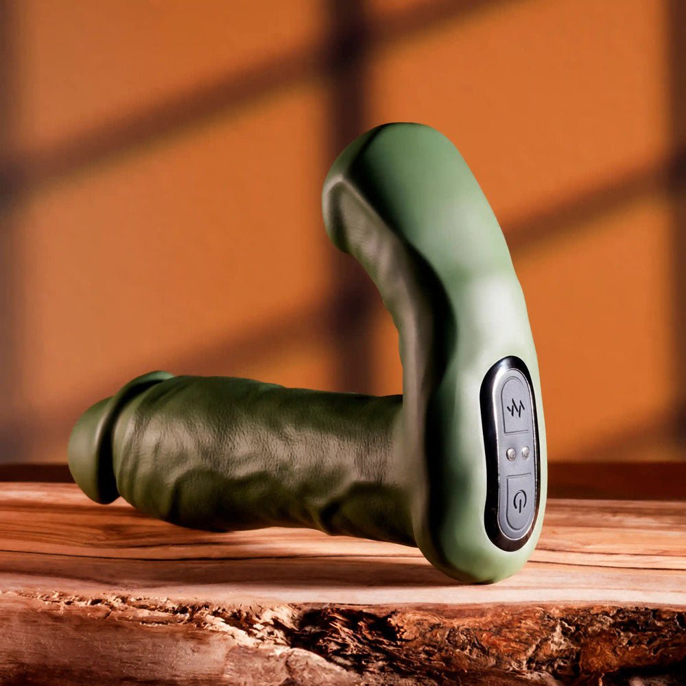 Gender X THE HUNK - Green 15.2 cm USB Rechargeable Thrusting Vibrator with Remote - Mr and Mrs D's