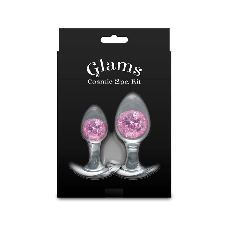 Glams Cosmic Clear/Pink Butt Plugs - Set of 2 Sizes - ANAL TOYS - Mr and Mrs D's