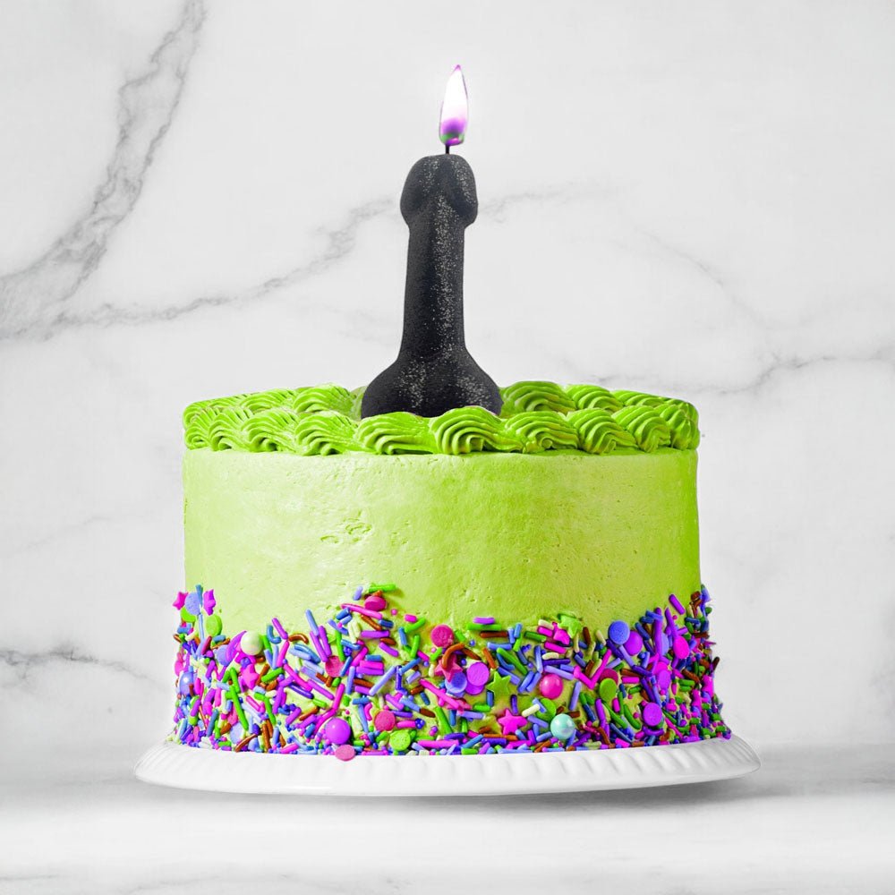 Glitterati Black Glitter Penis Candle - Black 10 cm Penis Party Candle - Mr and Mrs D's