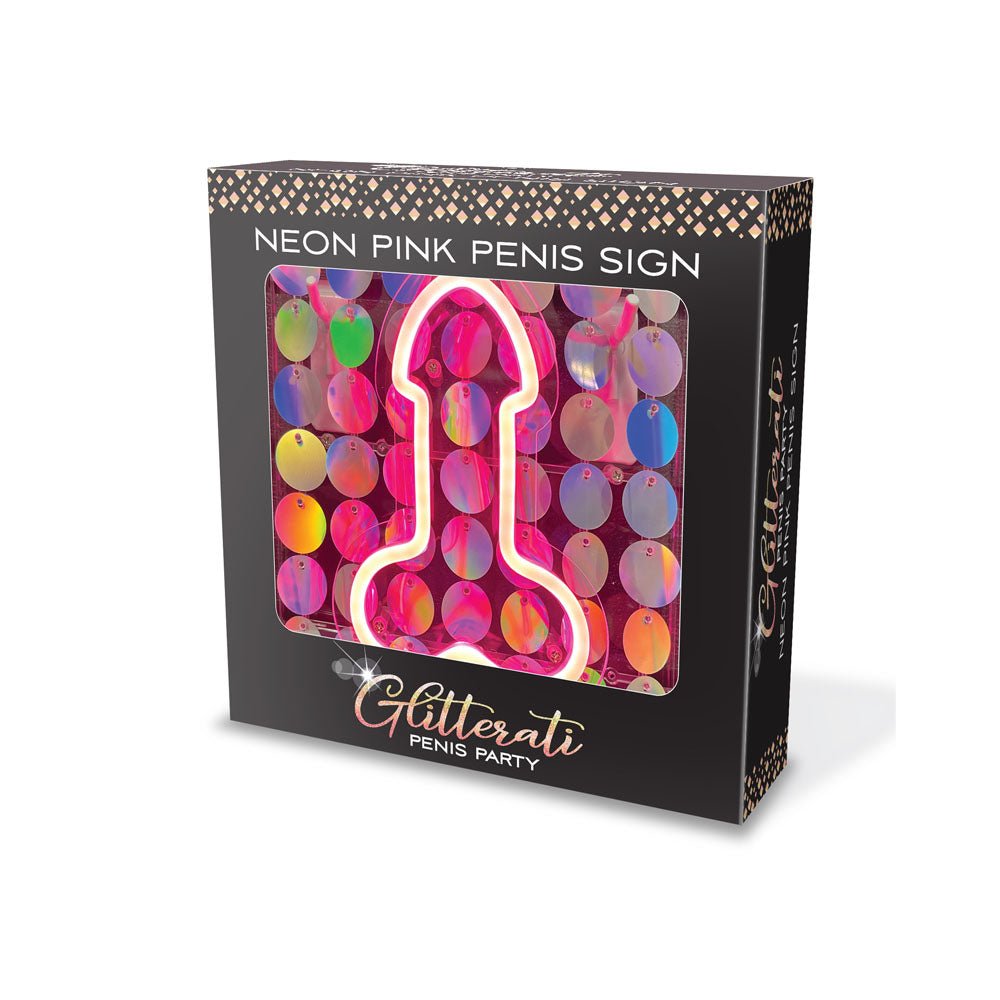 Glitterati Neon Pink Penis Sign - Novelty Neon Light - NOVELTIES - Mr and Mrs D's