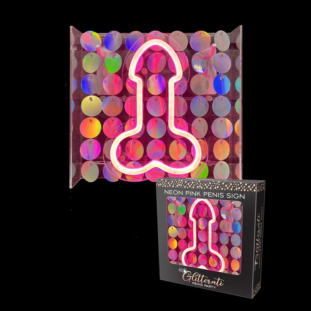 Glitterati Neon Pink Penis Sign - Novelty Neon Light - NOVELTIES - Mr and Mrs D's