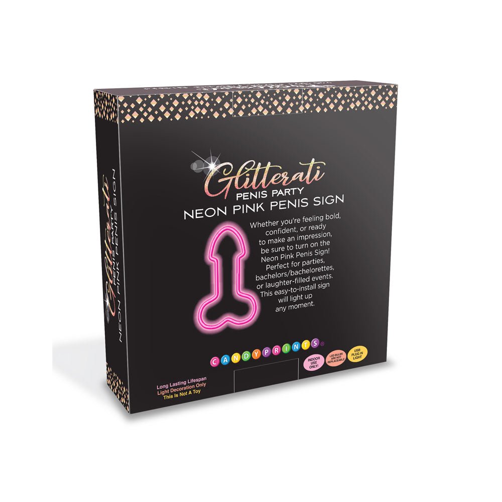 Glitterati Neon Pink Penis Sign - Novelty Neon Light - NOVELTIES - Mr and Mrs D's