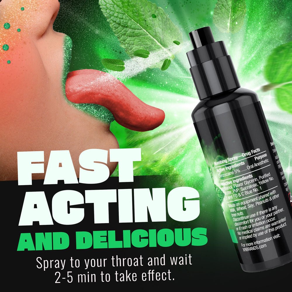 Good Blow Deep Throat Spray - Spearmint - Spearmint Flavoured Numbing Spray - 59 ml Spray - ENHANCERS - Mr and Mrs D's