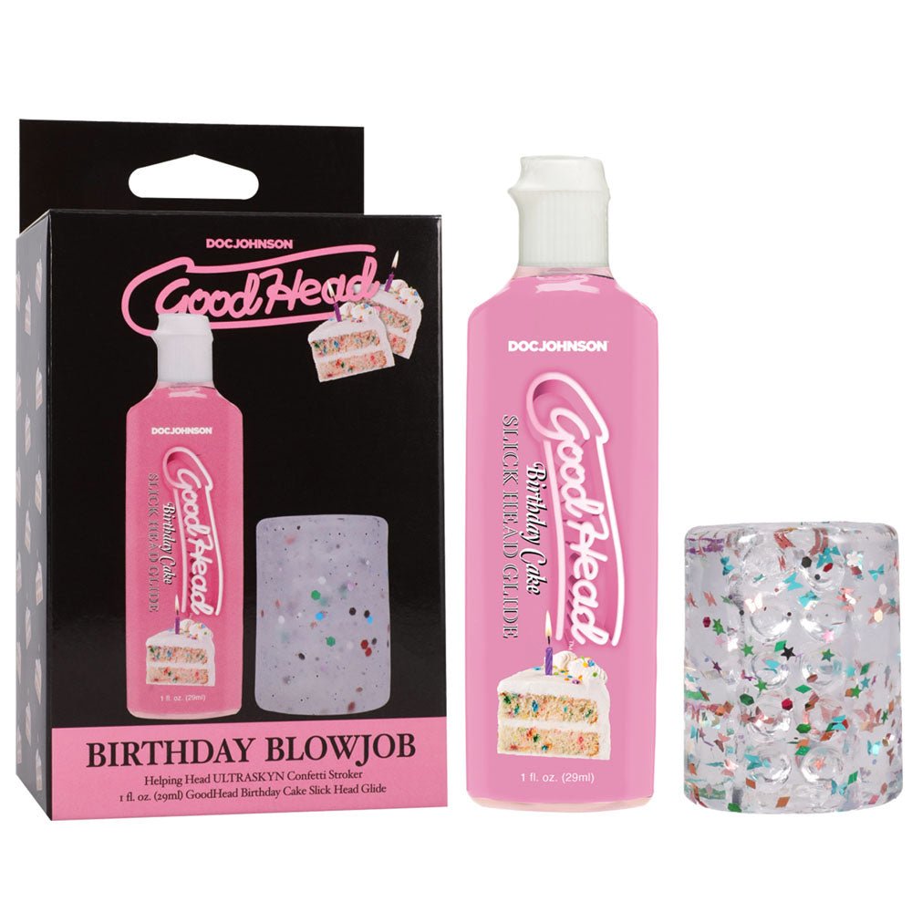 GoodHead Birthday Blowjob Kit - Birthday Cake GoodHead Glide with Helping Head Stroker - LOTIONS & LUBES - Mr and Mrs D's