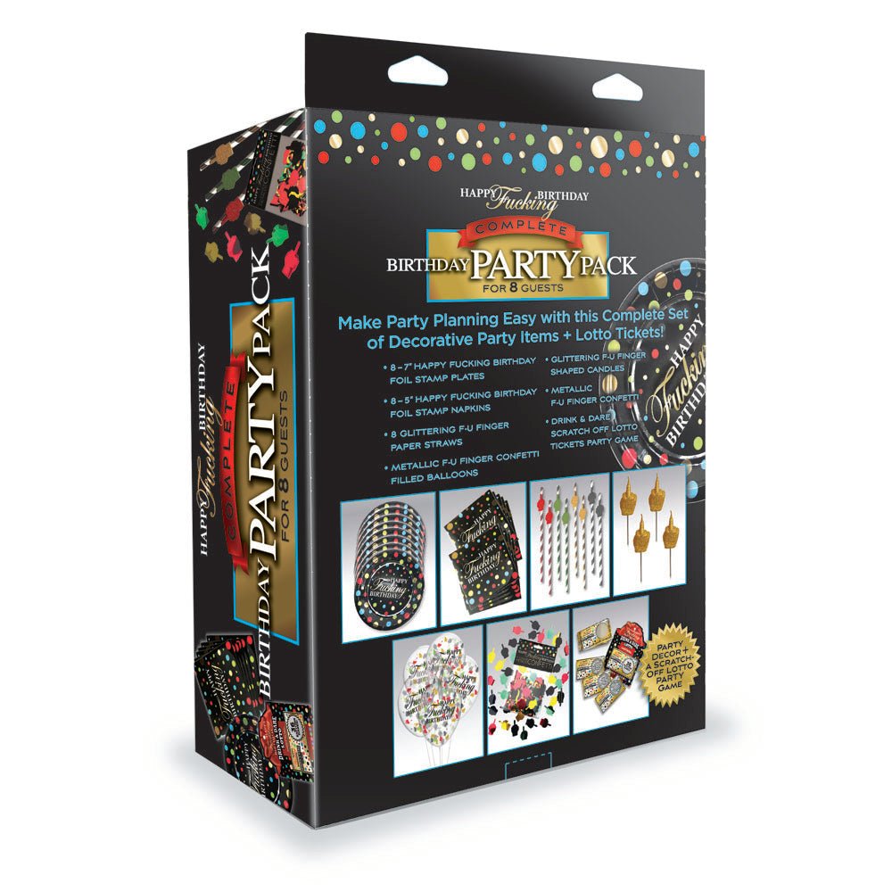 Happy F**king Birthday Complete Party Pack - Party Set for 8 People - Mr and Mrs D's