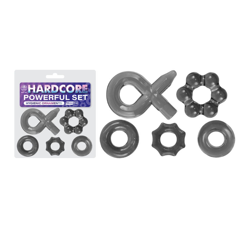 Hardcore Powerful Set Cock Rings - Set of 5 - Smoke Cock Rings - Set of 5 - Mr and Mrs D's