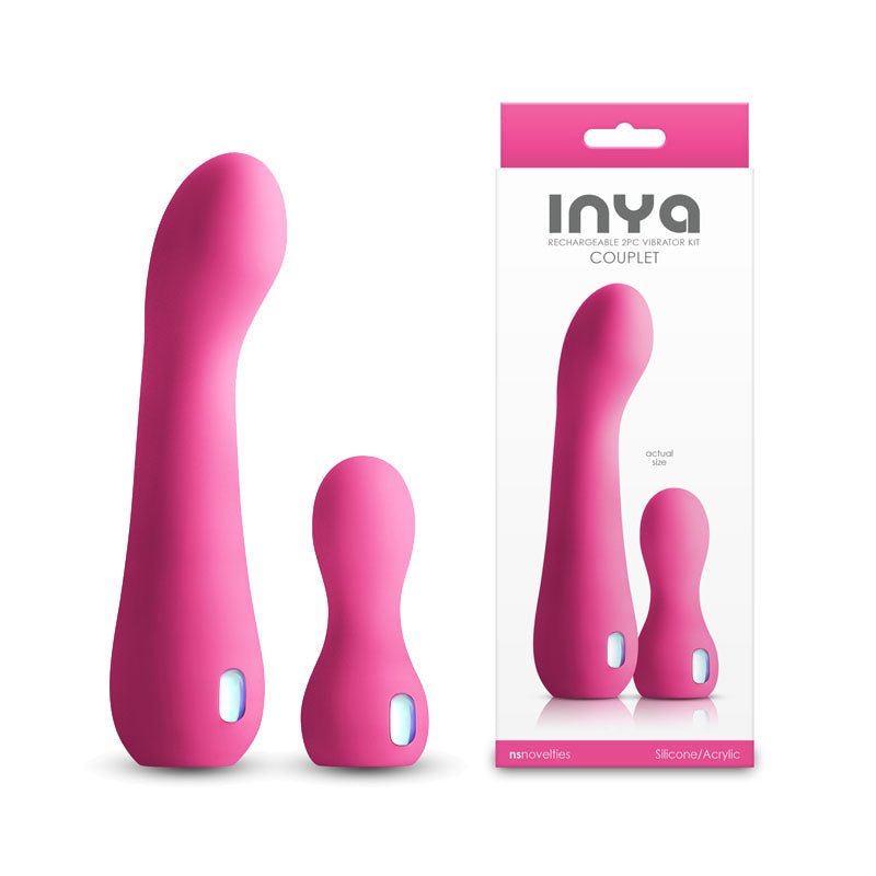 INYA Couplet - Pink - Pink USB Rechargeable Vibrators - Set of 2 Sizes - Mr and Mrs D's