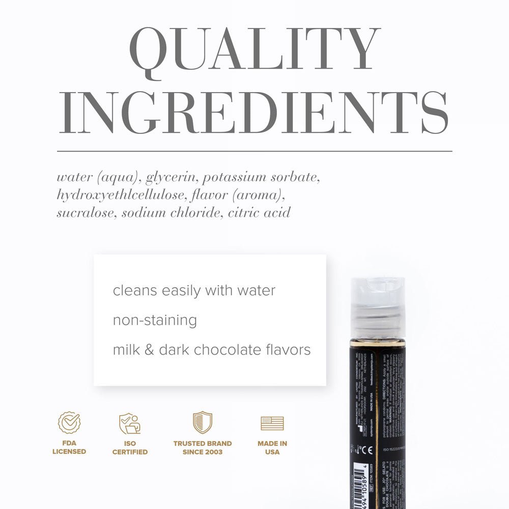 JO Gelato Decadent Double Chocolate Flavoured Water Based Lubricant - 30 ml Bottle - LOTIONS & LUBES - Mr and Mrs D's