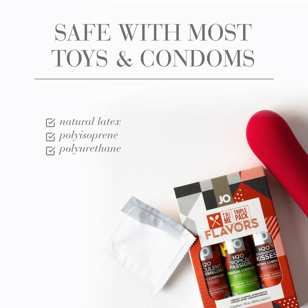 JO Tri - Me Triple Pack Flavoured Lube Gift Set - Strawberry, Watermelon and Tropic Passion - LOTIONS & LUBES - Mr and Mrs D's