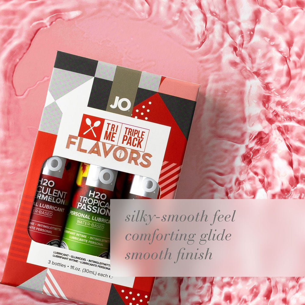 JO Tri - Me Triple Pack Flavoured Lube Gift Set - Strawberry, Watermelon and Tropic Passion - LOTIONS & LUBES - Mr and Mrs D's