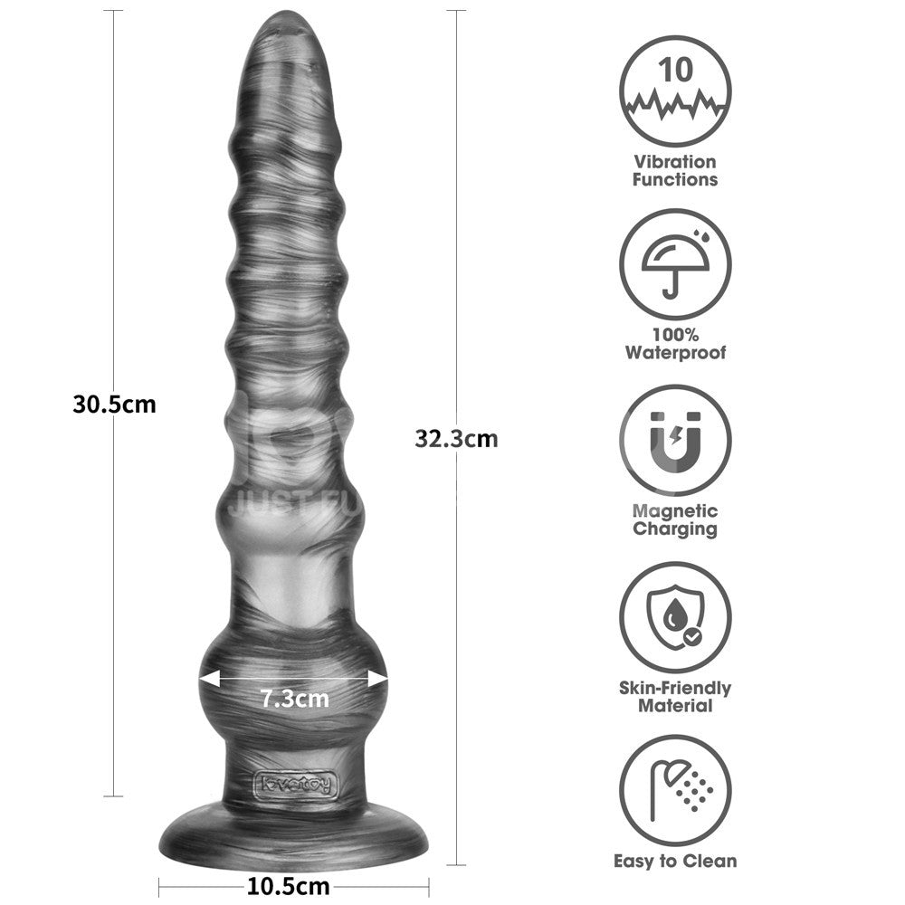 King Sized Vibrating Dildo Vibrax Slider - Grey 32.3 cm (12.5'') USB Rechargeable - DONGS - Mr and Mrs D's