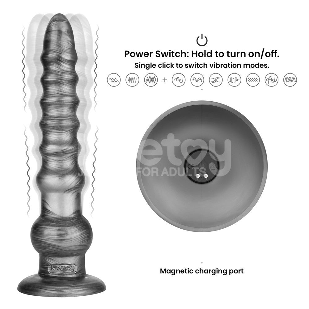 King Sized Vibrating Dildo Vibrax Slider - Grey 32.3 cm (12.5'') USB Rechargeable - DONGS - Mr and Mrs D's