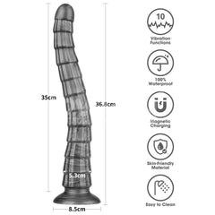 King Sized Vibrating Vibrax Slider - Grey 36.8 cm (14.5'') USB Rechargeable Vibrating Dildo - DONGS - Mr and Mrs D's