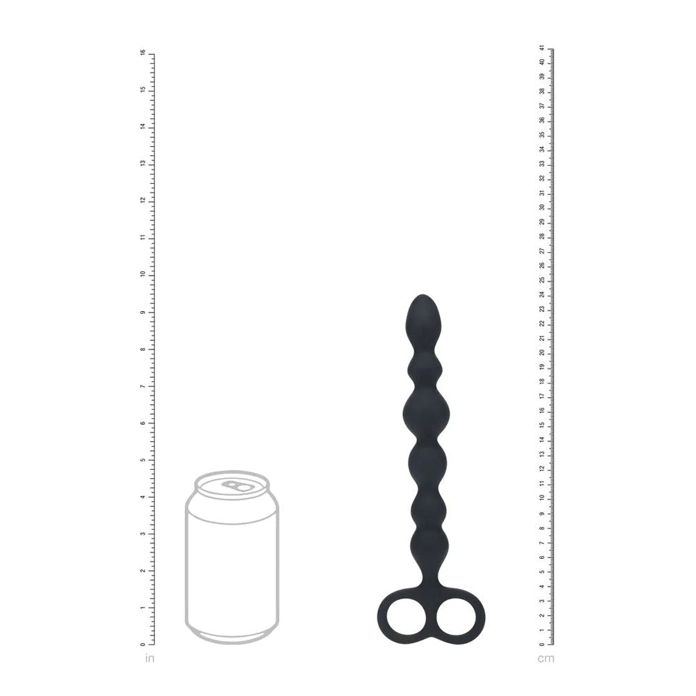 LEVELZ Beaded Silicone Anal Probe with Double Loop - Black 24.5 cm Anal Beads - ANAL TOYS - Mr and Mrs D's