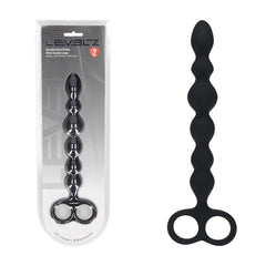 LEVELZ Beaded Silicone Anal Probe with Double Loop - Black 24.5 cm Anal Beads - ANAL TOYS - Mr and Mrs D's