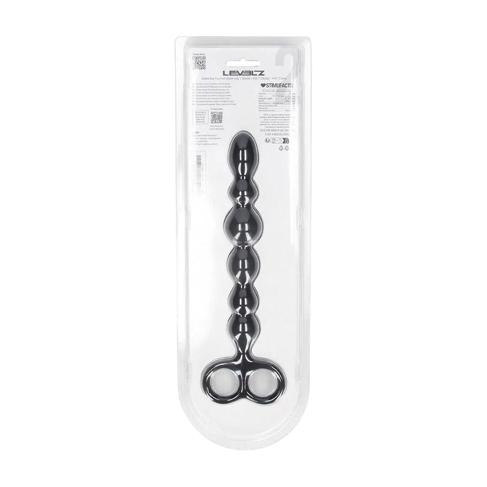 LEVELZ Beaded Silicone Anal Probe with Double Loop - Black 24.5 cm Anal Beads - ANAL TOYS - Mr and Mrs D's