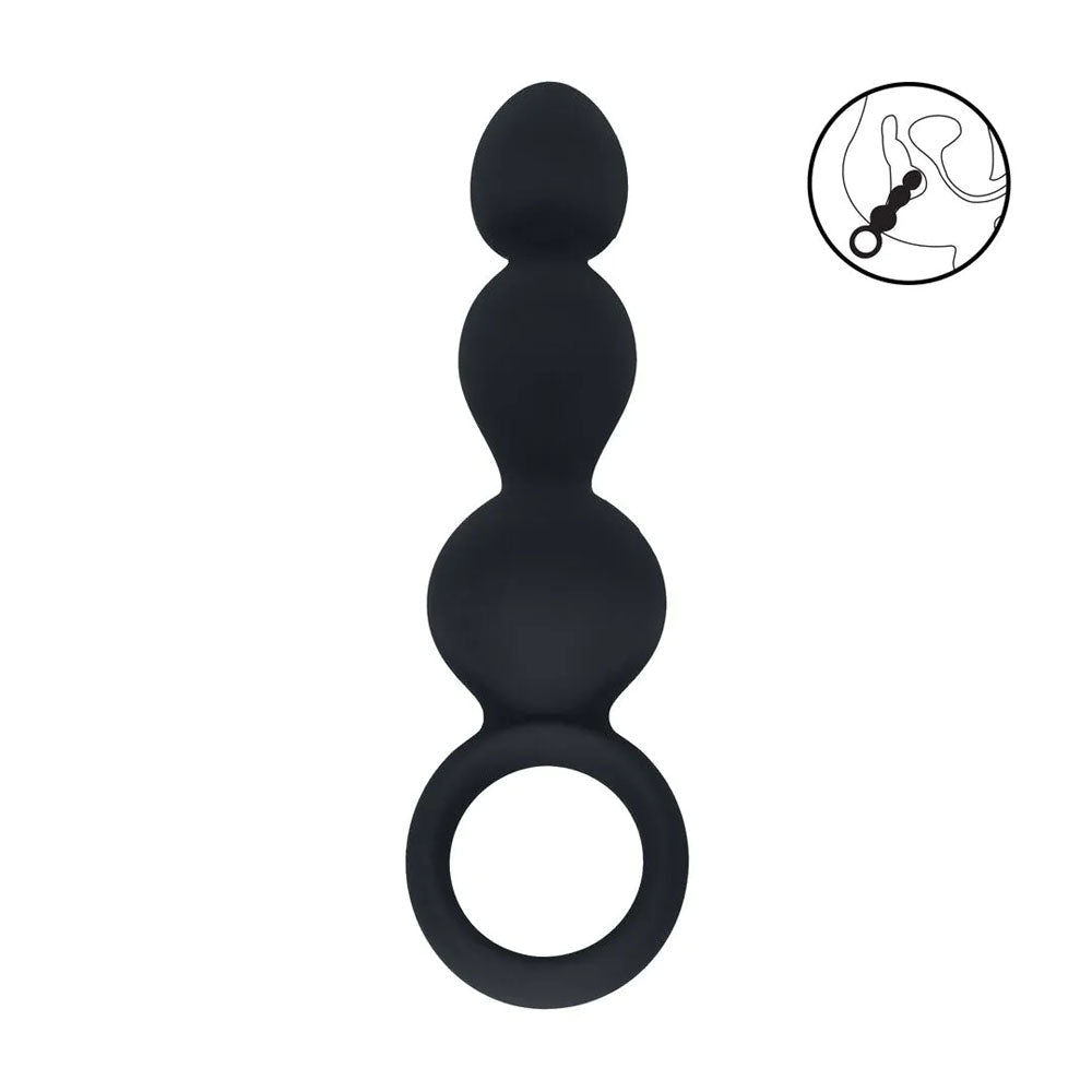LEVELZ Beaded Silicone Anal Probe with Loop - Black 15.3 cm - ANAL TOYS - Mr and Mrs D's