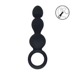 LEVELZ Beaded Silicone Anal Probe with Loop - Black 15.3 cm - ANAL TOYS - Mr and Mrs D's