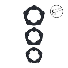 LEVELZ Beaded Silicone Cock Ring Set of 3 - Black - COCK RINGS - Mr and Mrs D's