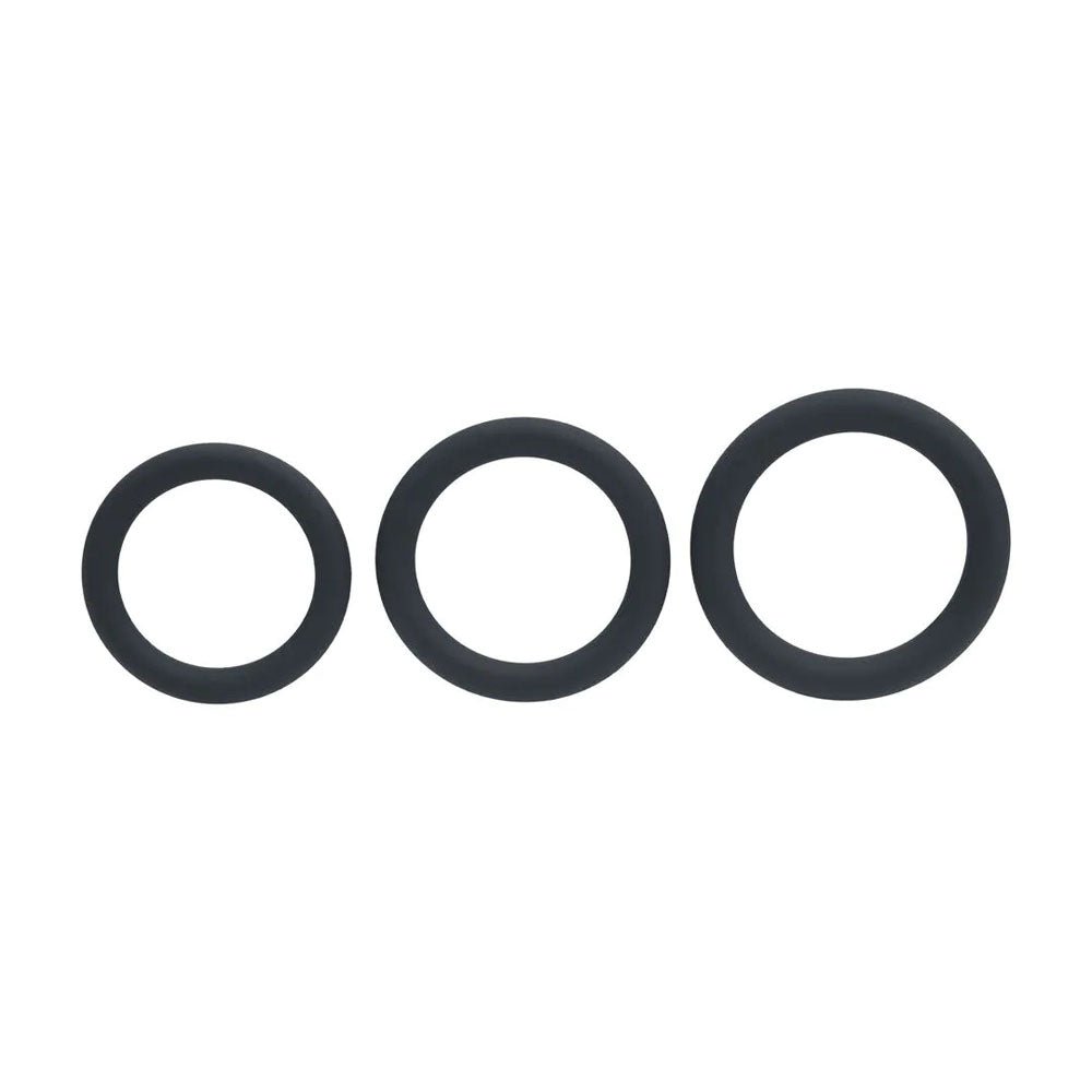 LEVELZ Classic Silicone Cock Ring Set - L/XL/XXL - Black - COCK RINGS - Mr and Mrs D's