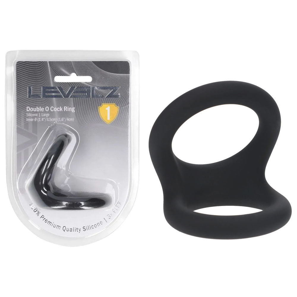 LEVELZ Double O Silicone Cock & Balls Rings - Large Black - COCK RINGS - Mr and Mrs D's