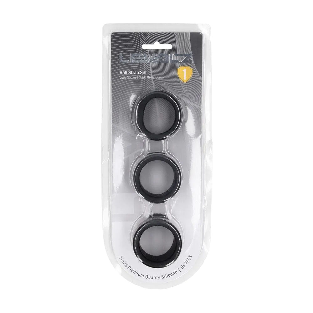 LEVELZ Liquid Silicone Ball Strap - Black Ball Stretchers - Set of 3 Sizes - COCK RINGS - Mr and Mrs D's
