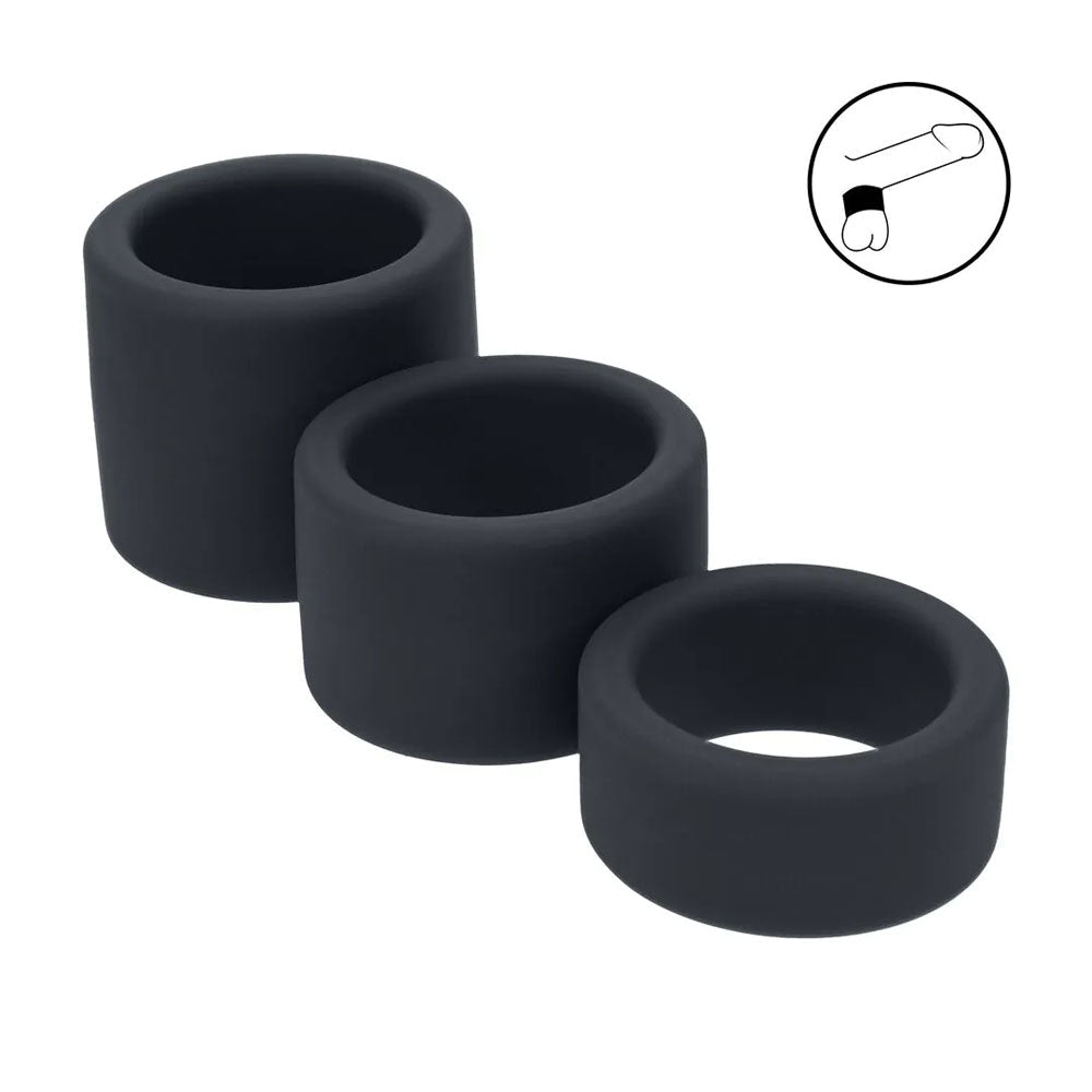 LEVELZ Liquid Silicone Ball Strap - Black Ball Stretchers - Set of 3 Sizes - COCK RINGS - Mr and Mrs D's