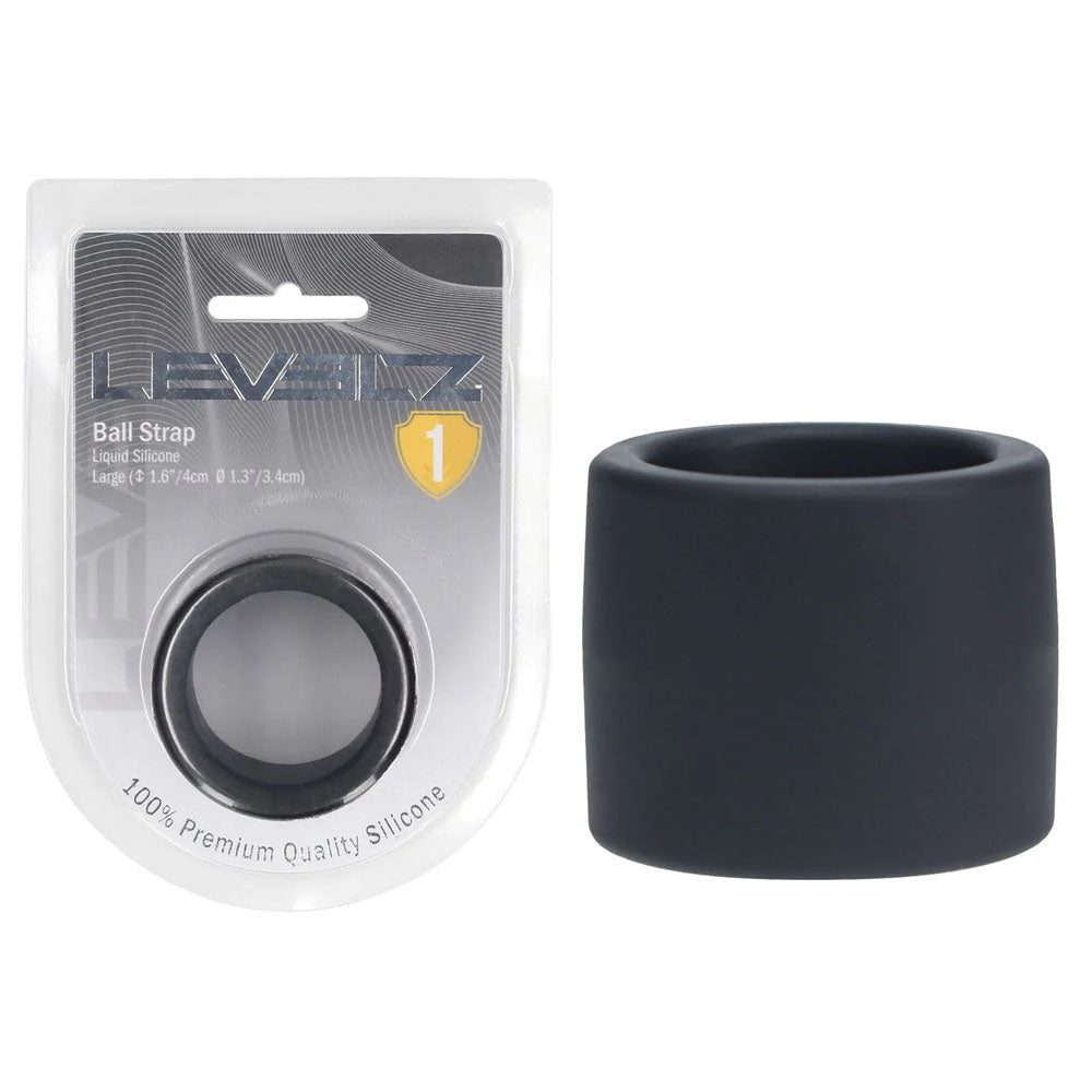 LEVELZ Liquid Silicone Large Ball Strap - Black - COCK RINGS - Mr and Mrs D's