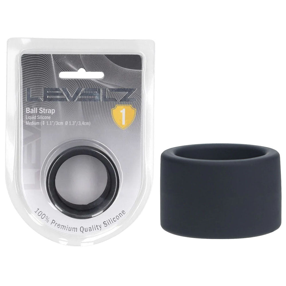 LEVELZ Liquid Silicone Medium Ball Strap - Black - COCK RINGS - Mr and Mrs D's