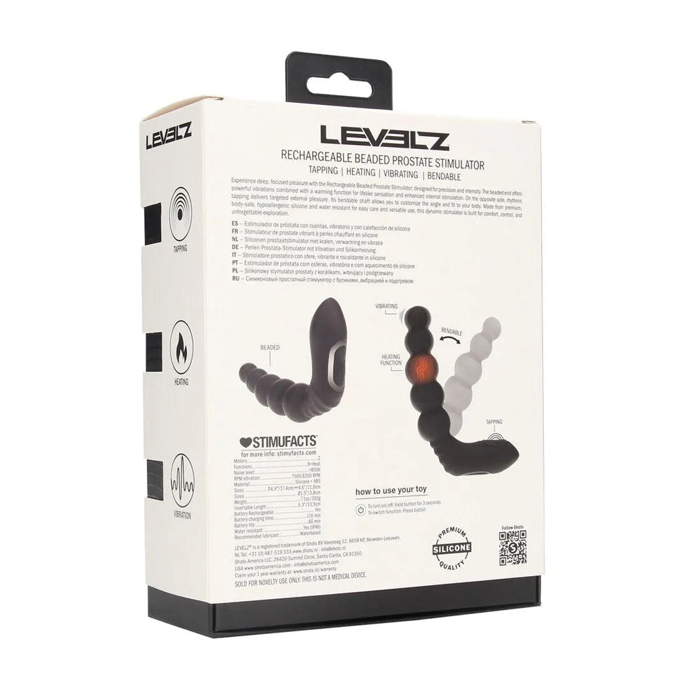 LEVELZ Rechargeable Beaded Prostate Massager - Black USB Rechargeable Heating + Vibrating - ANAL TOYS - Mr and Mrs D's