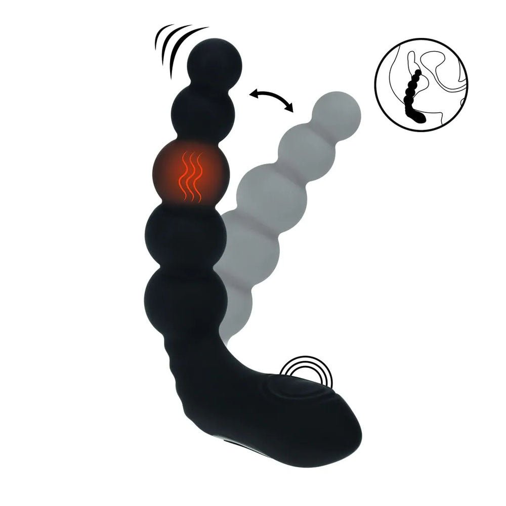 LEVELZ Rechargeable Beaded Prostate Massager - Black USB Rechargeable Heating + Vibrating - ANAL TOYS - Mr and Mrs D's