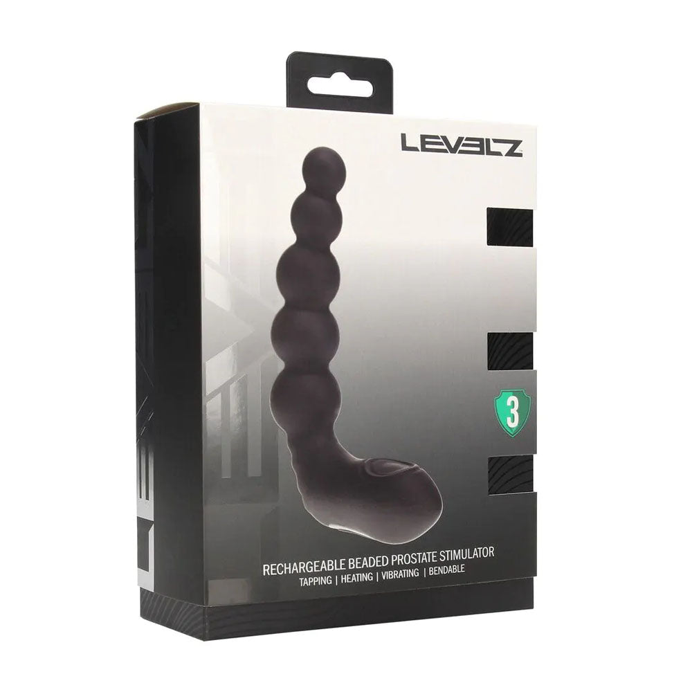 LEVELZ Rechargeable Beaded Prostate Massager - Black USB Rechargeable Heating + Vibrating - ANAL TOYS - Mr and Mrs D's