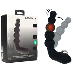 LEVELZ Rechargeable Beaded Prostate Massager - Black USB Rechargeable Heating + Vibrating - ANAL TOYS - Mr and Mrs D's