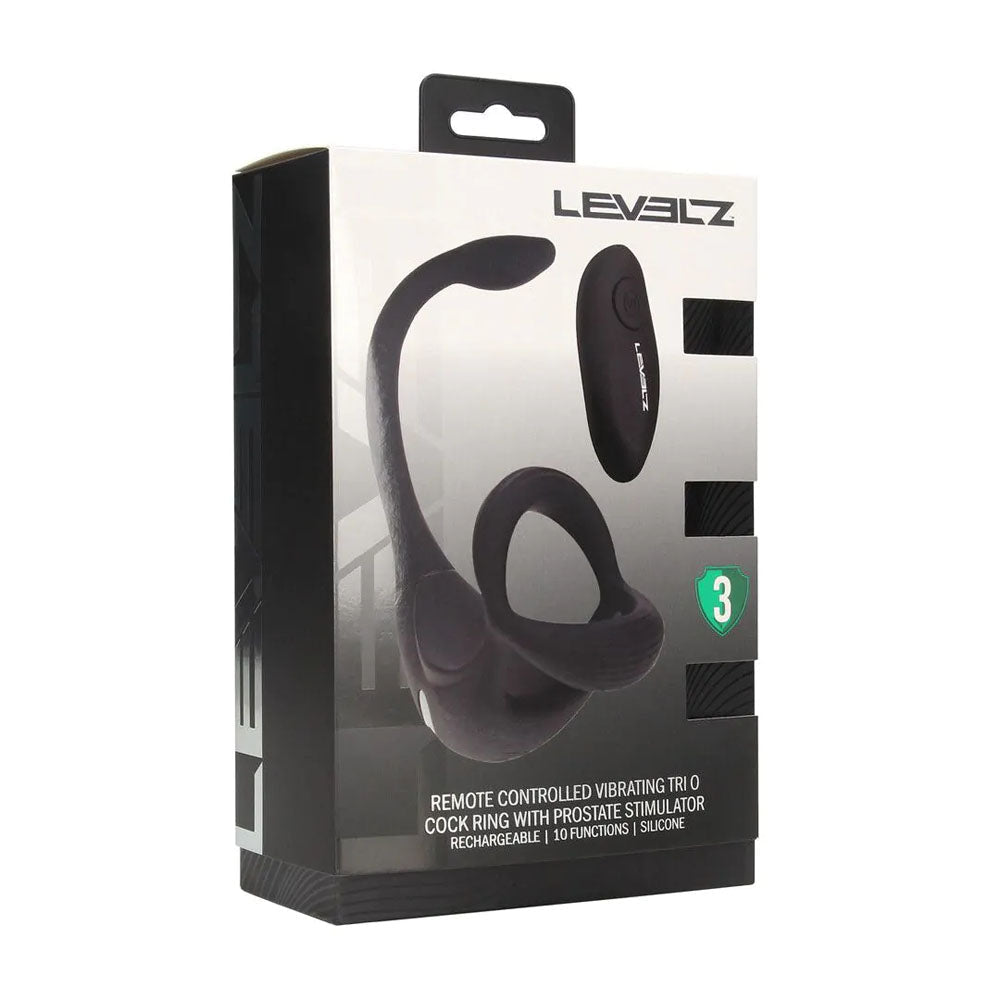 LEVELZ Remote Controlled Vibrating TriO Cock Ring with Prostate Stimulator - Black USB Rechargeable - COCK RINGS - Mr and Mrs D's